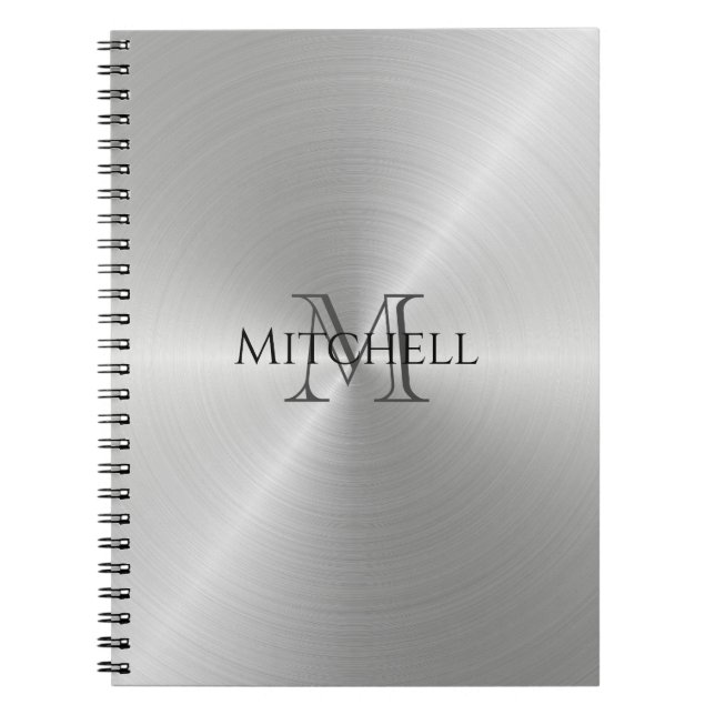 Caderno Espiral Monograma Metálico Radial Silver (Frente)