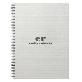 Caderno Espiral Monograma Minimalista Branco com Tipografia Cinza 