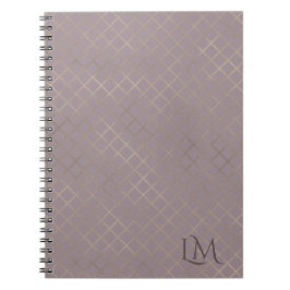 Caderno Espiral Monograma Minimalista Dourado & Tulipa Bege