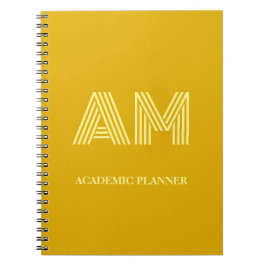 Caderno Espiral Monograma Minimalista em Amarelo Mostarda