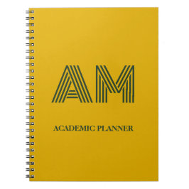 Caderno Espiral Monograma Minimalista em Amarelo Mostarda e Verde 