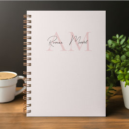 Caderno Espiral Monograma Minimalista Nome e Nome Inicial Pastel R