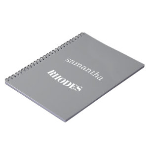 Caderno Espiral Monograma minimalista personalizado cinza