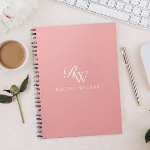 Caderno Espiral Monograma Minimalista Rosa