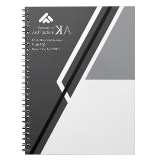 Caderno Espiral Monograma Moderno Arquiteto Bold Preto e Cinza