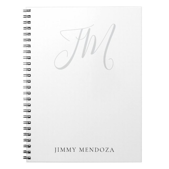 Caderno Espiral Monograma moderno e simples de escrita manual (Frente)