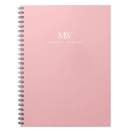 Caderno Espiral Monograma Moderno Elegante Simples Rosa