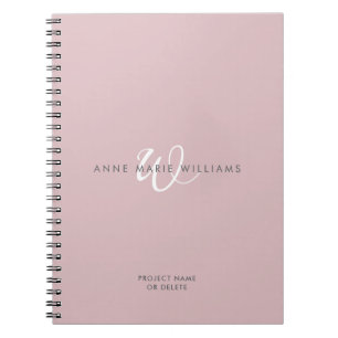 Caderno Espiral Monograma moderno em branco com letra cursiva em l