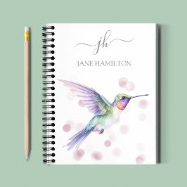 Caderno Espiral Monograma Moderno Hummingbird