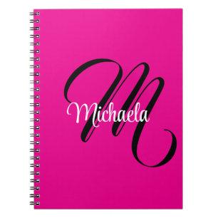 Caderno Espiral Monograma moderno minimalista, nome inicial rosa q