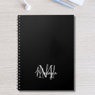 Caderno Espiral Monograma Moderno Personalizado Preto