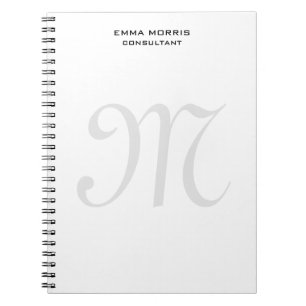 Caderno Espiral Monograma Moderno Simples Minimalista Simples