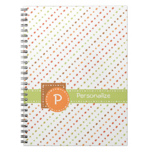 Caderno Espiral Monograma na moda listras pontilhadas com nome