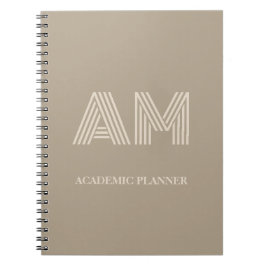 Caderno Espiral Monograma Neutro Minimalista Quente Bege