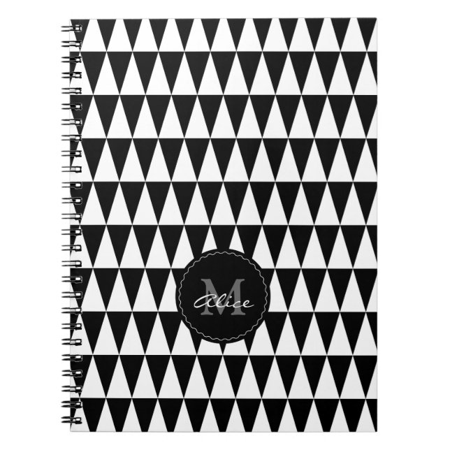 Caderno Espiral Monograma no teste padrão dos triângulos (Frente)