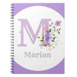 Caderno Espiral Monograma & Nome com Flores