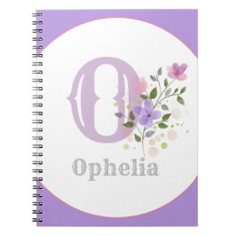 Caderno Espiral Monograma & Nome com Flores