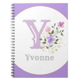 Caderno Espiral Monograma & Nome com Flores