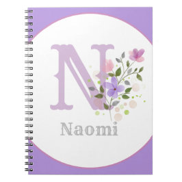 Caderno Espiral Monograma & Nome com Flores