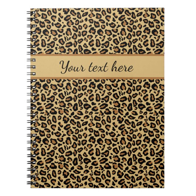 Caderno Espiral Monograma Nome Leopard Imprimir Chita Padrão Anima (Frente)