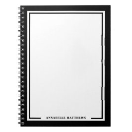 Caderno Espiral Monograma Nome Preto Branco