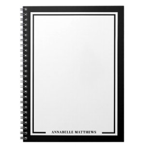 Caderno Espiral Monograma Nome Preto Branco