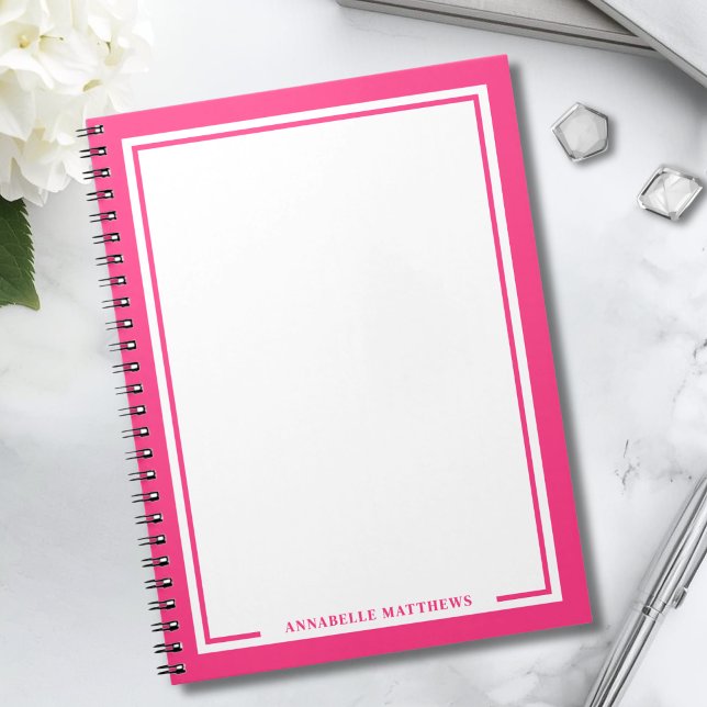 Caderno Espiral Monograma Nome Rosa (Pink Name Monogram Notebook)