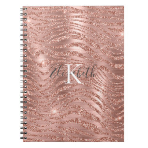 Caderno Espiral Monograma Nome Rosa Dourado Brilho Impressão Anima