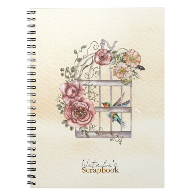 Caderno Espiral Monograma Papel kraft pastel moderno (Frente)