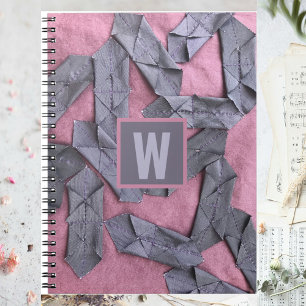 Caderno Espiral Monograma personalizado abstrato geométrico em rox