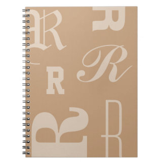 Caderno Espiral Monograma Personalizado Bege, Tipografia Inicial,