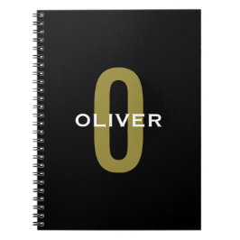 Caderno Espiral Monograma Personalizado Branco Dourado