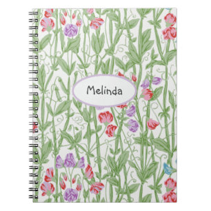 Caderno Espiral Monograma personalizado da ervilha doce teste