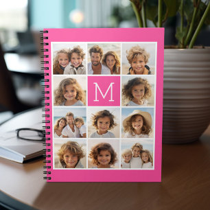 Caderno Espiral Monograma Personalizado de Colagem de Fotos do Ins