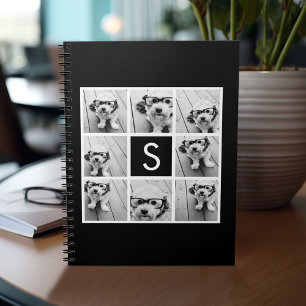 Caderno Espiral Monograma Personalizado de Colagem de Fotos em Pre