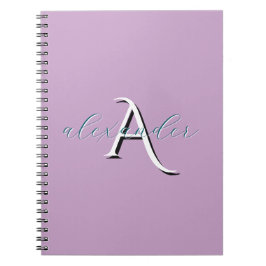 Caderno Espiral Monograma Personalizado de Lavanda com Nome Person
