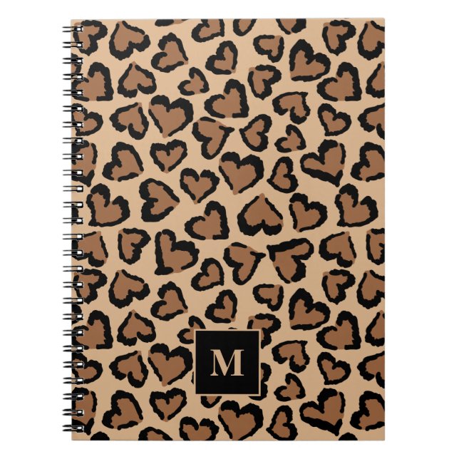 Caderno Espiral Monograma Personalizado de Leopardo Cujo (Frente)