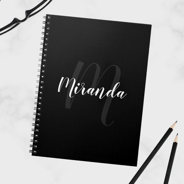 Caderno Espiral Monograma Personalizado de Script Moderno e Nome P (Criador carregado)