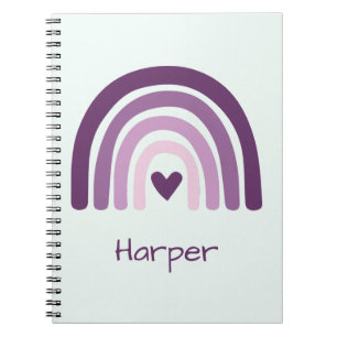 Caderno Espiral Monograma Personalizado do Arco-Íris Roxo