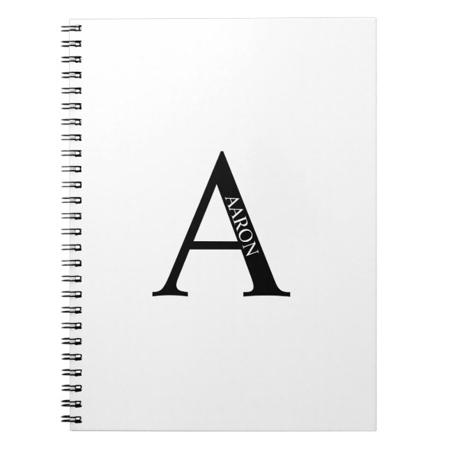 Caderno Espiral Monograma Personalizado e Bloco de Notas de Nome (Frente)