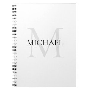Caderno Espiral Monograma Personalizado e Nome Branco