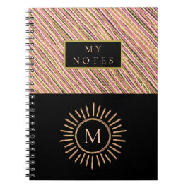 Caderno Espiral Monograma Personalizado Elegante Esclita Amarelo D