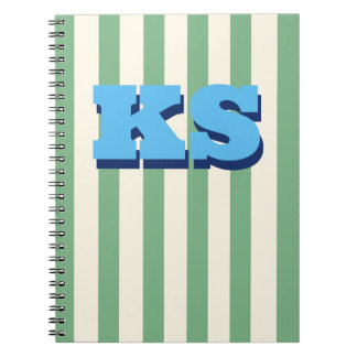 Caderno Espiral Monograma Personalizado Faixa Verde Inicial Person