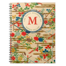 Monograma Personalizado Floral Japonês Vintage