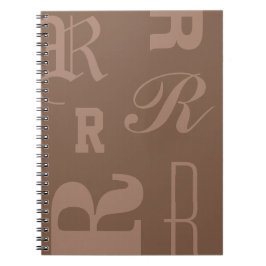 Caderno Espiral Monograma Personalizado Mocha, Iniciais Tipográfic