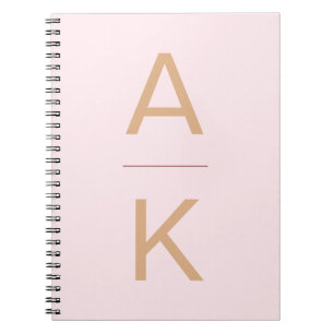 Caderno Espiral Monograma personalizado, moderno, cor-de-rosa e ou