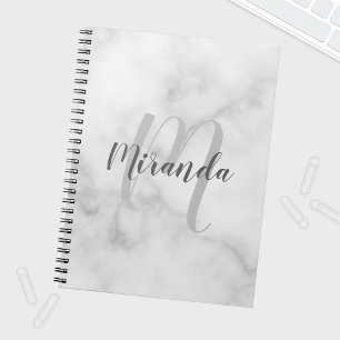 Caderno Espiral Monograma Personalizado Moderno e Marcar Branco