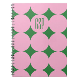 Caderno Espiral Monograma Personalizado Moderno Ponto, Rosa Person