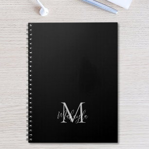 Caderno Espiral Monograma Personalizado Nome Bloco de Notas Preto
