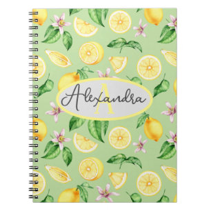Caderno Espiral Monograma Personalizado Nome Espiral Notebook Limõ